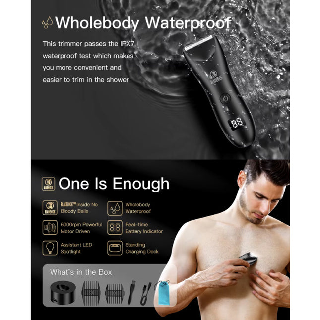 Elektrsiche Tondeuse - Scheerapparaat Schaamhaar Trimmer Draadloos Scheermachine voor Gevoelige Gebieden - Zwart