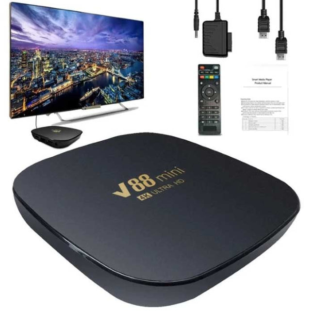 V88 Mini 8K TV Box Mediaspeler Android Kodi - 8GB RAM - 128GB Opslagruimte