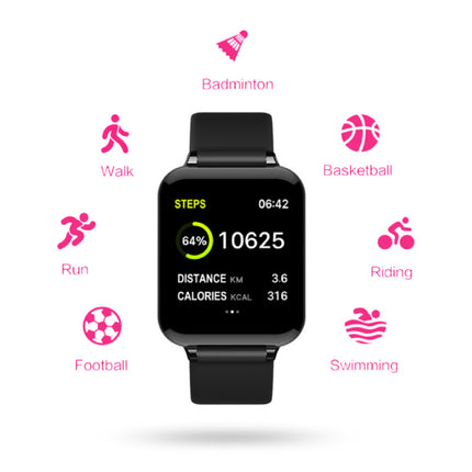 B57 Sports Smartwatch Fitness Sport Activity Tracker Hartslagmeter Smartphone Horloge iOS Android iPhone Samsung Huawei Zwart