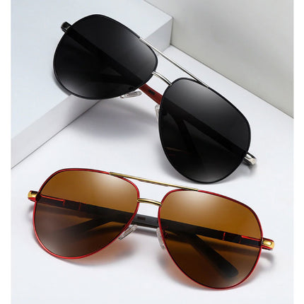 Vintage Shades Zonnebril - Roestvrij Staal Legering Pilotenbril met UV400 en Polarisatie Filter voor Mannen - Blauw