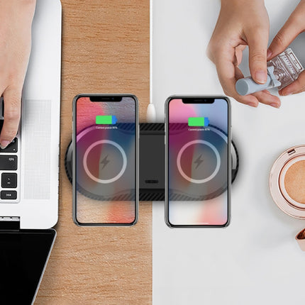 2 in 1 Qi Universele Draadloze Oplader 10W Wireless Charging Pad Zwart