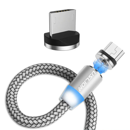 Micro-USB Magnetische Oplaadkabel 1 Meter - Gevlochten Nylon Oplader Data Kabel Android Zilver