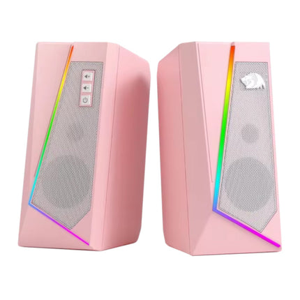 GS520 Desktop Luidspreker Set - RGB 3.5mm AUX Stereo Speaker - Roze