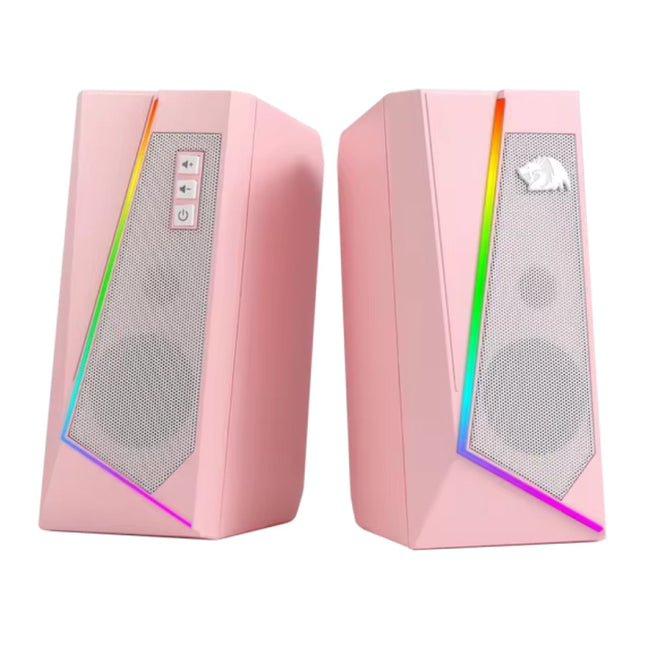 GS520 Desktop Luidspreker Set - RGB 3.5mm AUX Stereo Speaker - Roze