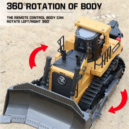 RC Bulldozer met Afstandsbediening - Bestuurbaar Speelgoed Tractor Graafmachine op 1:16 Schaal Radiografisch Metaallegering
