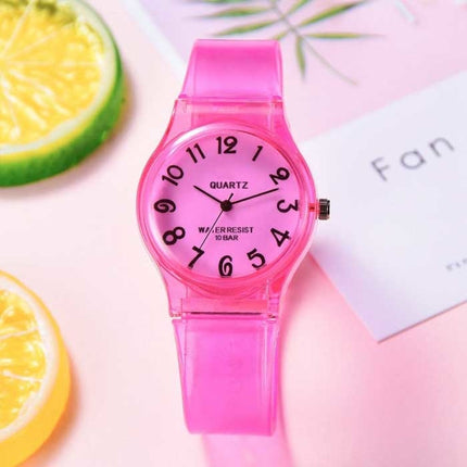 Transparant Candy Jelly Horloge Dames - Waterdicht Siliconen Kwarts Polshorloge Bruin