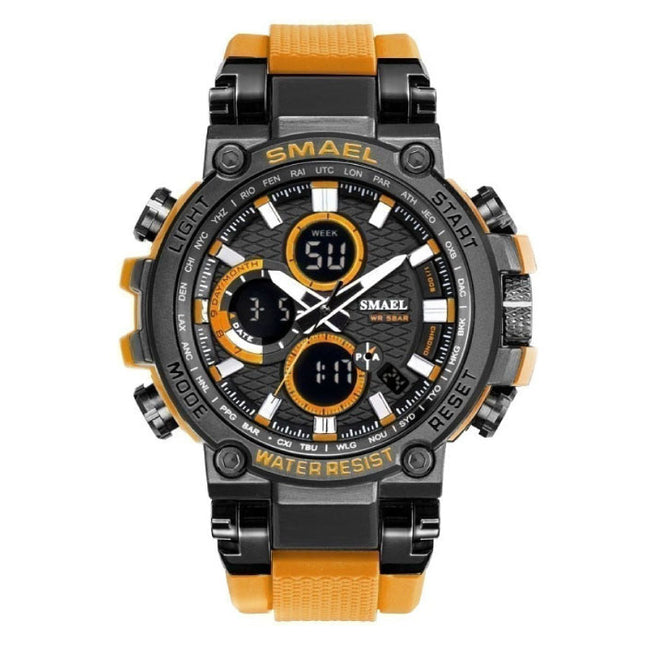Militair Sport Horloge met Digitale Wijzerplaten voor Heren - Multifunctioneel Polshorloge Schokbestendig 5 Bar Waterdicht Oranje