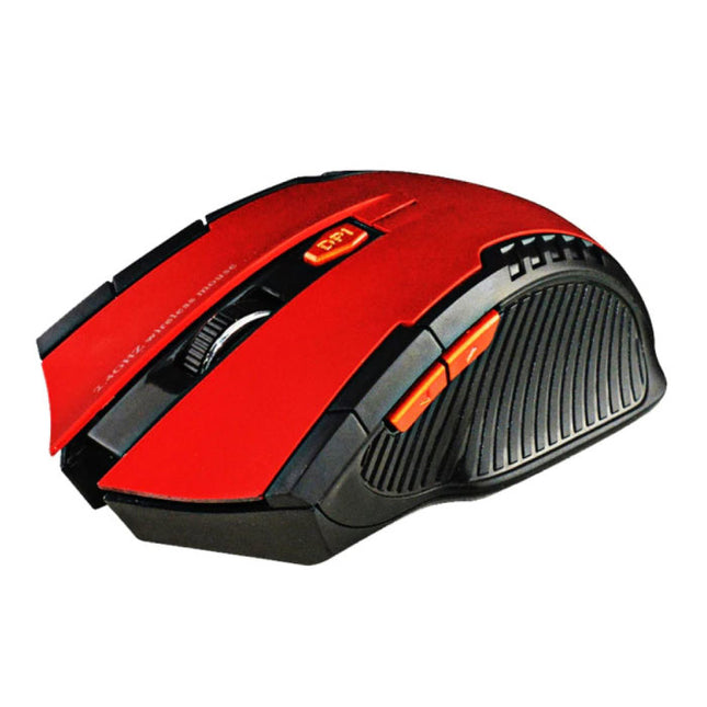 Draadloze Gaming Muis Optisch - Tweehandig en Ergonomisch met DPI Aanpassing - 1600 DPI - 6 Knoppen - Rood 