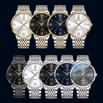 Luxe Sport Kwarts Horloge - 3 Bar Waterdicht Lichtgevend Herenhorloge Roestvrij Staal - Goud Blauw