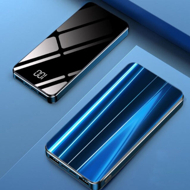 10.000mAh Powerbank met 4 Poorten - LED Display Externe Noodaccu Batterij Oplader Charger Blauw