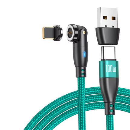 USB Type C naar iPhone Lightning Magnetische Oplaadkabel - 1,8 Meter - 100W USB-C Fast Charging Oplader Data Kabel - Groen