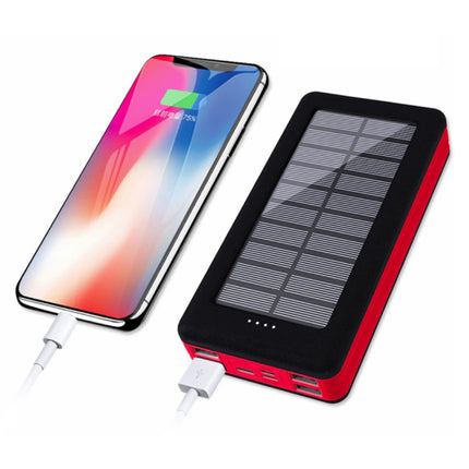Solar Powerbank met 4 Uitvoer/3 Invoer Poorten 80.000mAh - Ingebouwde Zaklamp - Externe Noodaccu Batterij Oplader Charger Zon Zwart