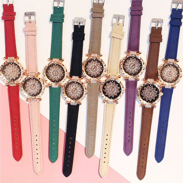 Starry Sky Horloge Dames - Luxe Anoloog Kwarts Uurwerk voor Vrouwen Zwart