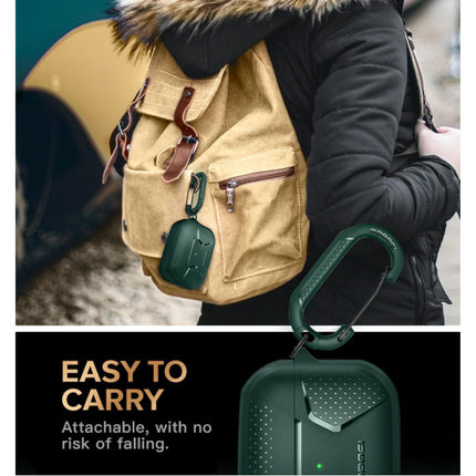 Shockproof Hoesje voor AirPods Pro met Karabijnhaak - AirPod Case Cover Skin - Groen