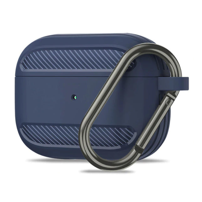 Shockproof Hoesje voor AirPods Pro  met Karabijnhaak - AirPod Case Cover Skin - Blauw