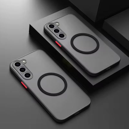 Matte Magnetisch Hoesje voor Samsung Galaxy S21 Ultra - Draadloos Opladen Cover - Zwart