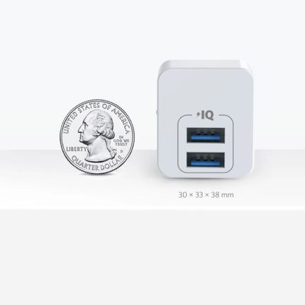 Powerport Mini 2-Port USB Stekkerlader - 12W/2.4A PowerIQ Wallcharger AC Thuislader Adapter Muur Oplader Wit