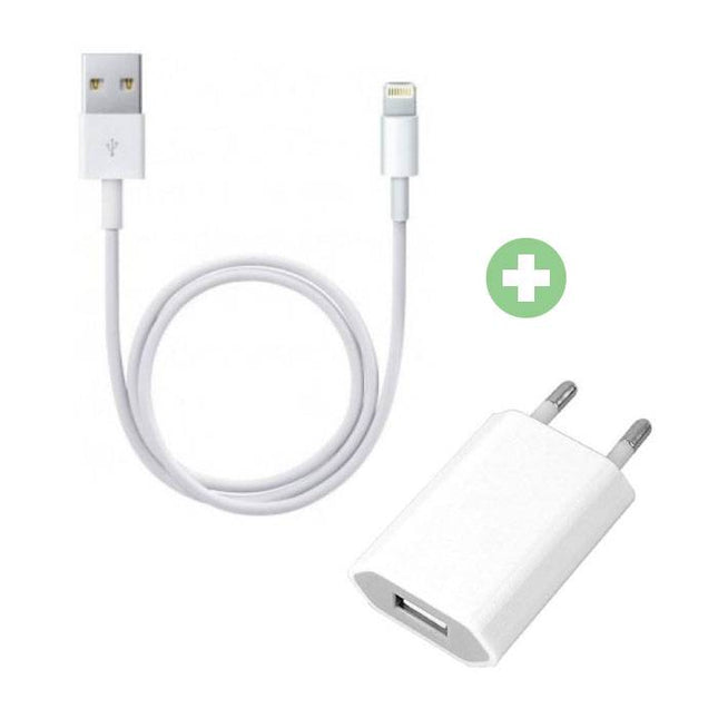 2 in 1 Oplaadset Oplaadkabel USB/Datakabel & Stekkerlader/Wallcharger voor iPhone 1 Meter