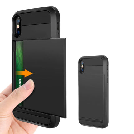 iPhone 8 Plus - Wallet Card Slot Cover Case Hoesje Business Zwart
