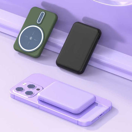 20.000mAh Mini Magnetische Qi Powerbank voor Mobiele Telefoons - Oplader Draadloze Batterij Groen