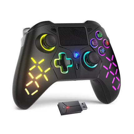 RGB Gaming Controller voor PS5 / PS4 / PC - Draadloze Gamepad met Vibratie - Zwart