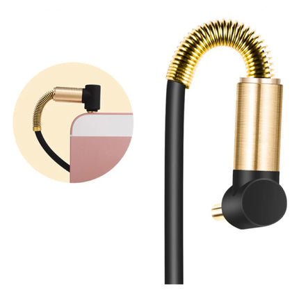 Gekrulde 3.5mm AUX Kabel Verguld Spiraal Audio Jack 2 Meter - Zwart