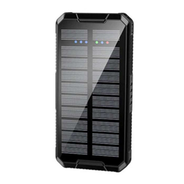 80.000mAh Solar Powerbank met 2 USB Poorten - Ingebouwde Zaklamp - Externe Noodaccu Batterij Oplader Charger Zon Zwart