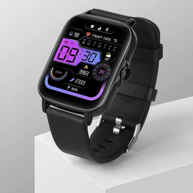 P28 Smartwatch Siliconen Bandje Fitness Sport Activity Tracker Horloge Android iOS Zwart