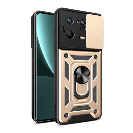 Xiaomi Mi 13 Pro - Armor Hoesje met Kickstand en Camera Bescherming - Pop Grip Cover Case Goud
