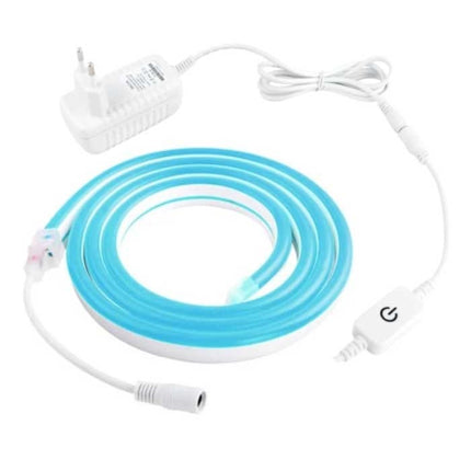 Neon LED Strip 4 Meter - Flexibele Verlichting Tube met Stekker Adapter 12V en Aan/Uit-Schakelaar Waterdicht Ijsblauw