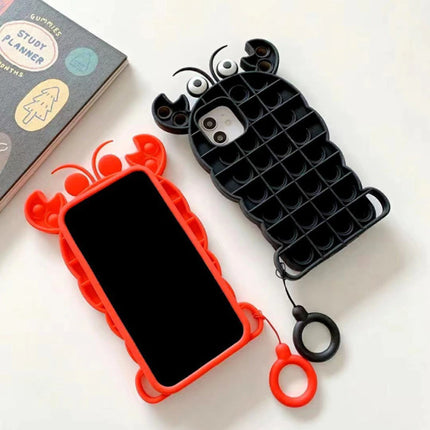 iPhone 8 Pop It Hoesje - Silicone Bubble Toy Case Anti Stress Cover Kreeft Rood