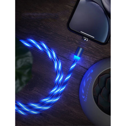 USB 2.0 - iPhone Lightning Magnetische Oplaadkabel 1 Meter Gevlochten Nylon Oplader Data Kabel Data Blauw