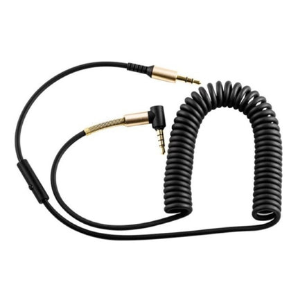 Gekrulde 3.5mm AUX Kabel Verguld Spiraal Audio Jack 2 Meter - Zwart