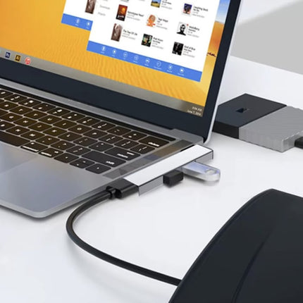 3 in 1 USB 3.0 Hub voor USB-C - Splitter Data Overdracht Oplader 5 Gbps - Grijs
