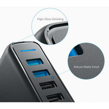 5-Port Muur Oplader - PowerIQ Wallcharger AC Thuislader Stekkerlader Adapter Zwart