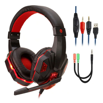 Bass HD Gaming Headset Stereo Koptelefoon Headphones met Microfoon voor PlayStation 4 / PC Rood