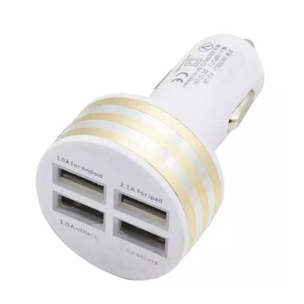 High-Speed Quad 4x USB Port Autolader/Carcharger 5V - 4.1A Goud