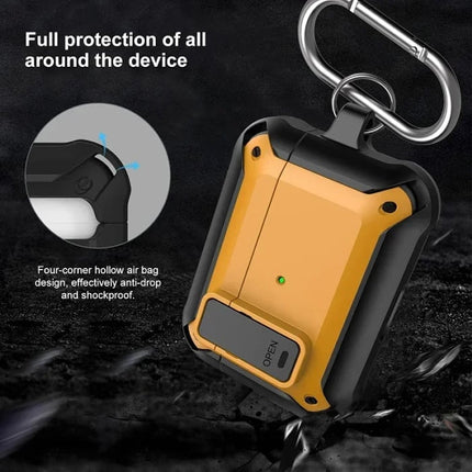 Shockproof Hoesje voor AirPods 3 - Met Slot en Karabijnhaak - AirPod Case Cover Skin - Blauw