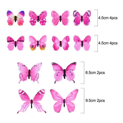 Glow in the Dark Vlinders - 12 Stuks - Lichtgevende Muurstickers Decoratie Roze