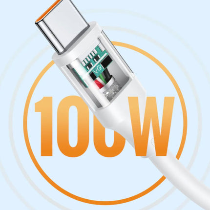 100W USB-C Oplaadkabel - 1 meter - 6A Type C Oplader Data Kabel Wit