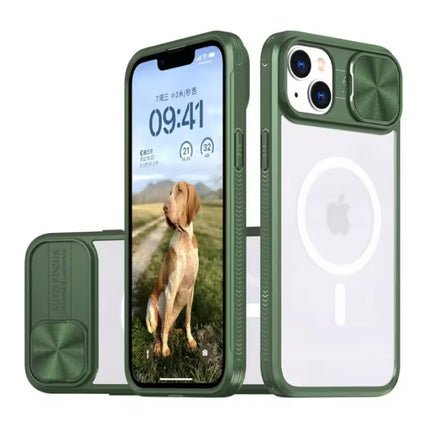 Draadloos Opladen Hoesje voor iPhone 11 Pro - met Camera Slide  -  Bumper Cover voor Magsafe - Groen