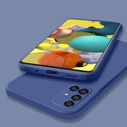 Samsung Galaxy A52 Square Silicone Hoesje - Zachte Matte Case Liquid Cover Blauw