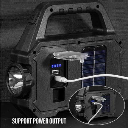 Solar Torch LED Zaklamp - USB Oplaadbaar Sterk Licht Kamperen - 2400 Lumen COB - Zilver