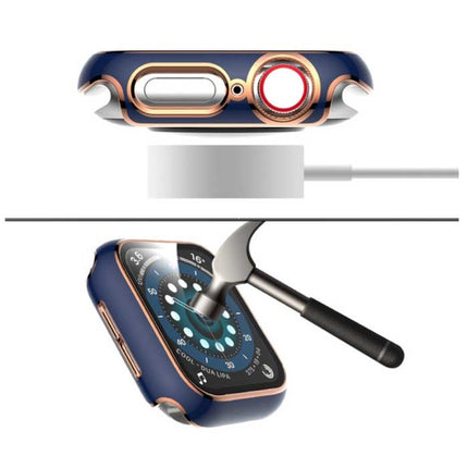 Plated Hoesje voor iWatch Series 40mm - Hard Bumper Case Cover Goud Blauw