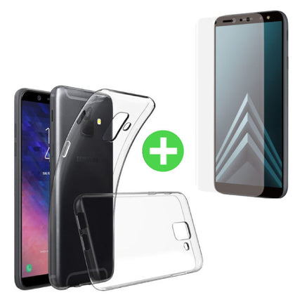 Samsung Galaxy A6 2018 Transparant TPU Hoesje + Screen Protector Folie