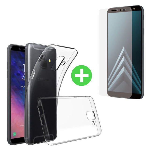 Samsung Galaxy A6 2018 Transparant TPU Hoesje + Screen Protector Folie