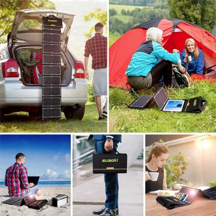 Solar Oplader met 9 Zonnepanelen 60W voor Laptops -2 Oplaadpoorten / 10-in-1 Laptop Lader op Zonne-energie 