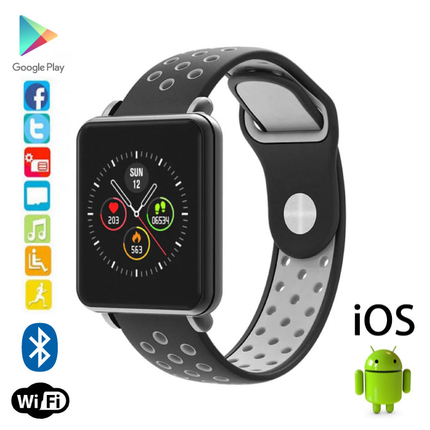 Land 1 Smartwatch Smartband Smartphone Fitness Sport Activity Tracker Horloge OLED iOS Android iPhone Samsung Huawei Grijs Two-Tone Bandje