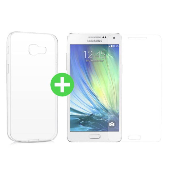 Samsung Galaxy A5 2016 Transparant TPU Hoesje + Screen Protector Tempered Glass