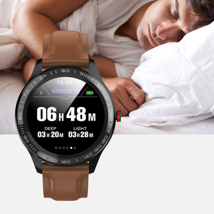 L9 Sports Smartwatch Fitness Sport Activity Tracker Smartphone Horloge iOS Android IP68 iPhone Samsung Huawei Bruine Leer 